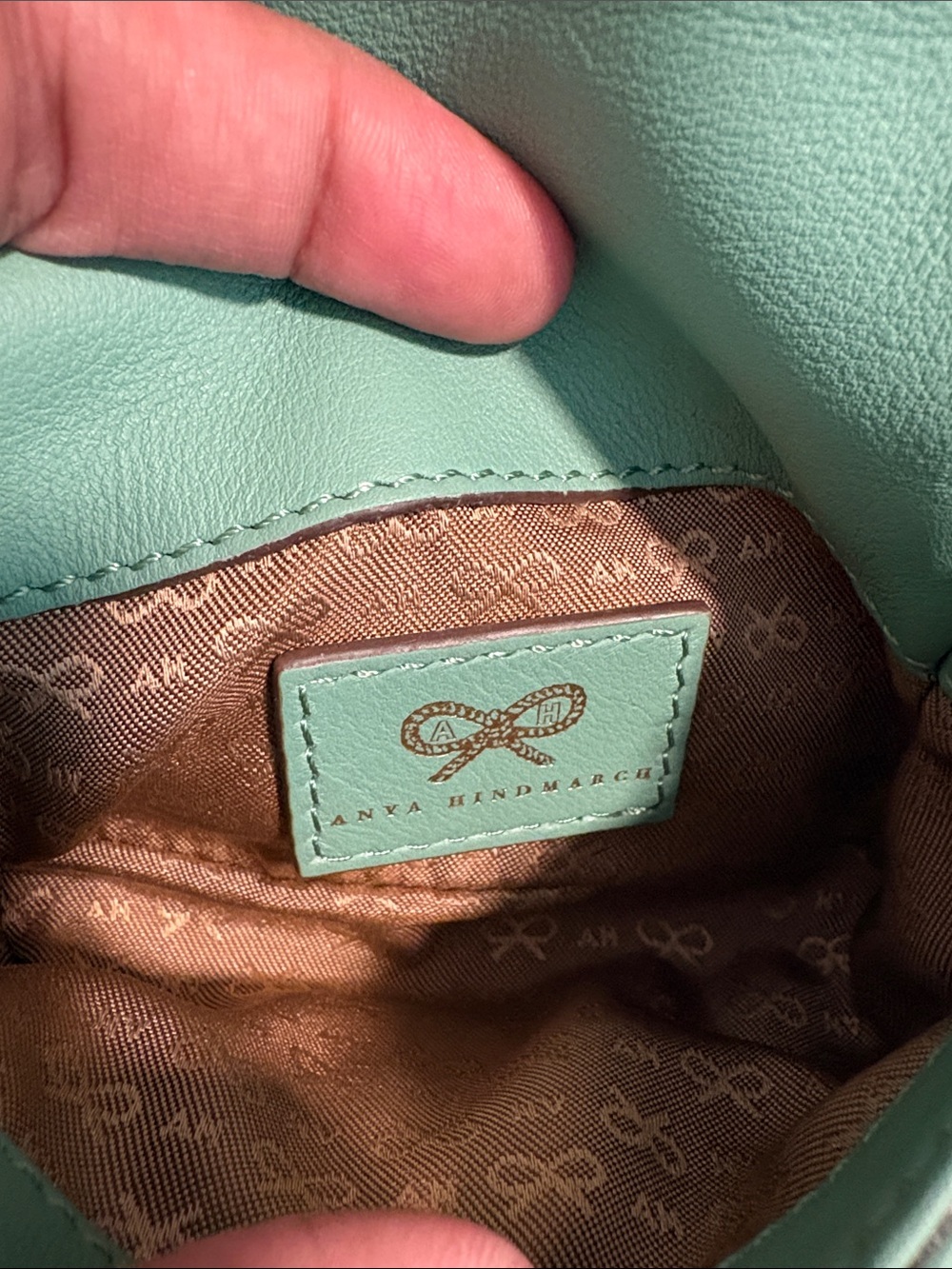 Anya Hindmarch Mini Green Purse With Chain Strap - Picture 9 of 9